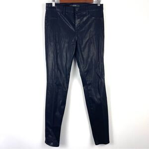 J Brand Black Coated Mid Rise Super Skinny Jeans Women's Size 30